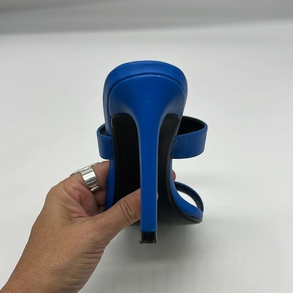 Torgeis - Antilles Bold Blue With Gold Tips Strap Sandal Open Toe Heels Size 7 - Picture 12 of 14